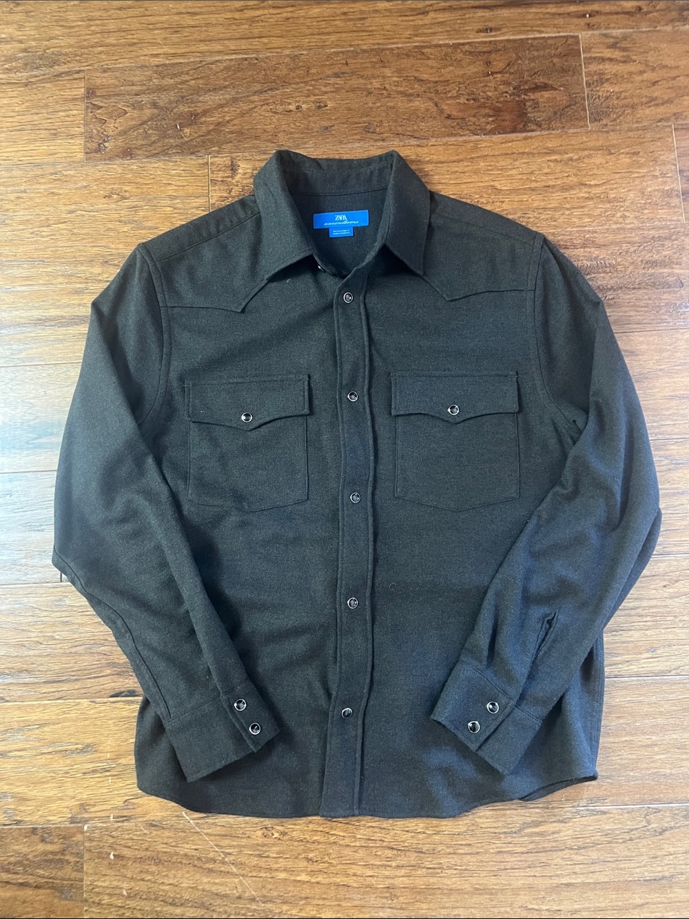 Zara X Aaron Levine Men's Dark Brown Gray Western Button-Down Shirt